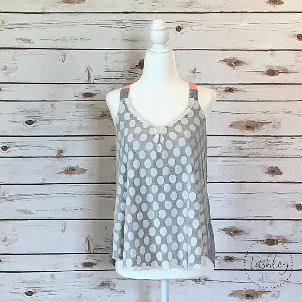 Derek Heart Gray Polka Dot Tank Top